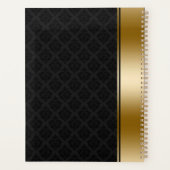 Black Damascus Pattern Gold Stripe Accent Notitieb Planner (Achterkant)