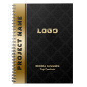 Black Damascus Pattern Gold Stripe Accent Notitieboek (Voorkant)