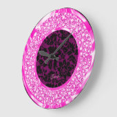 Black Damascus Sparking Pink Diamonds Glitter Grote Klok (Hoek)