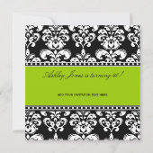 Black Damask 40th Birthday Invitations Green Kaart (Achterkant)