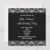 Black Damask 50ste verjaardag uitnodiging 50ste (Achterkant)