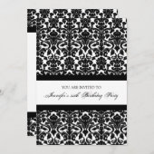 Black Damask 55th Birthday Party-uitnodigingen Kaart (Voorkant / Achterkant)