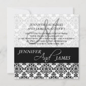 Black Damask 5 Monogram Naam Wedding Invitaties Kaart (Voorkant)