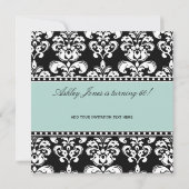 Black Damask 60th Birthday Invitation | Munt Green Kaart (Achterkant)