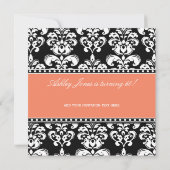 Black Damask 60th Birthday Invitation | Sinaasappe Kaart (Achterkant)