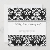 Black Damask 60th Birthday Invitation | wit Kaart (Achterkant)