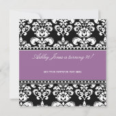 Black Damask 70th Birthday Invitation Paars Mauve Kaart (Achterkant)