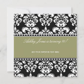 Black Damask 70th Birthday Invitations Sage Kaart (Achterkant)