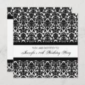 Black Damask 70th Birthday Party-uitnodigingen Kaart (Voorkant / Achterkant)