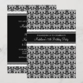 Black Damask 75th Birthday Party-uitnodigingen Kaart (Voorkant / Achterkant)