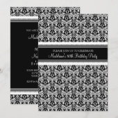 Black Damask 80th Birthday Party-uitnodigingen Kaart (Voorkant / Achterkant)
