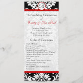 Black Damask 9x4 Red Trim Wedding Program Programmakaart (Voorkant)