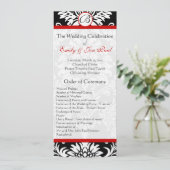 Black Damask 9x4 Red Trim Wedding Program Programmakaart (Staand voorkant)