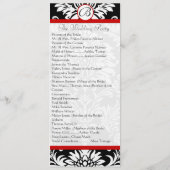 Black Damask 9x4 Red Trim Wedding Program Programmakaart (Achterkant)