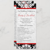 Black Damask 9x4 Red Trim Wedding Program Programmakaart (Voorkant / Achterkant)
