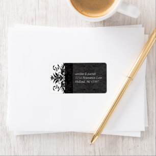 Black Damask Adresetiketten - Etiket