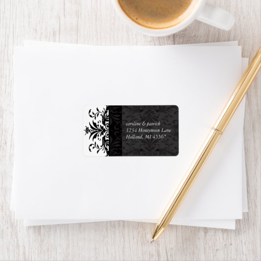 Black Damask Adresetiketten - Etiket (Insitu)
