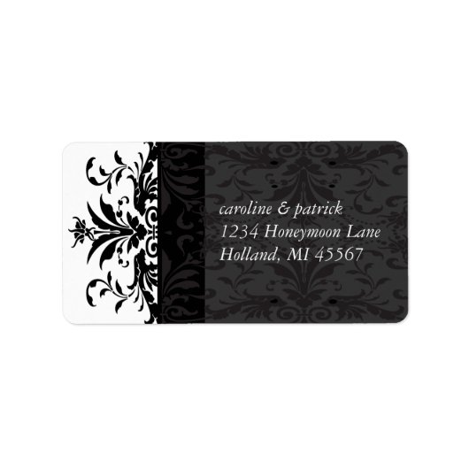 Black Damask Adresetiketten - Etiket (Voorkant)