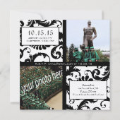 Black Damask Afstuderen Farewell Invitation Kaart (Achterkant)