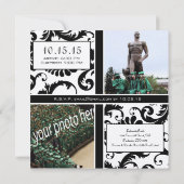 Black Damask Afstuderen Farewell Invitation Kaart (Achterkant)
