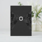 Black Damask All Occasion Party-uitnodigingen Kaart (Staand voorkant)