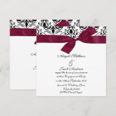Black Damask and Burgundy Ribbon Verloving Invite Kaart (Voorkant / Achterkant)
