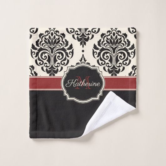 Black Damask Bad Handdoek (Wasdoekje)