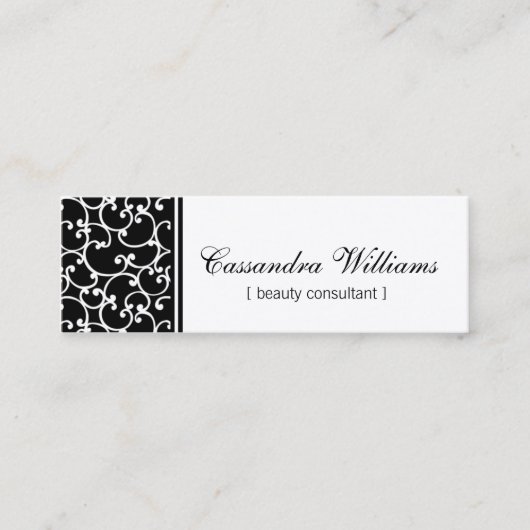 Black Damask Beauty Micro Mini Visitekaartjes (Voorkant)