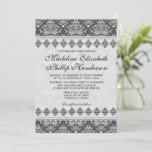 Black Damask Beauty - trouwuitnodiging Kaart (Staand voorkant)