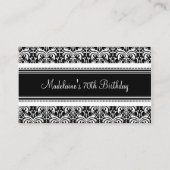 Black Damask Birthday Table Place-instellingskaart Plaatskaartje (Achterkant)