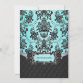 Black Damask Blue Wedding Invitations Kaart (Voorkant)