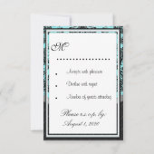 Black Damask Blue Wedding RSVP-kaarten RSVP Kaartje (Achterkant)
