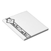 Black Damask Border en Monogram Notitieblok (Schuin)