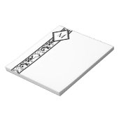 Black Damask Border en Monogram Notitieblok (Linkerzijde)