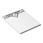 Black Damask Border en Monogram Notitieblok (Schuin)