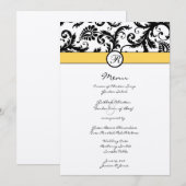 Black Damask Borders Wedding Invitation Menu (Voorkant / Achterkant)