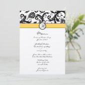 Black Damask Borders Wedding Invitation Menu (Staand voorkant)