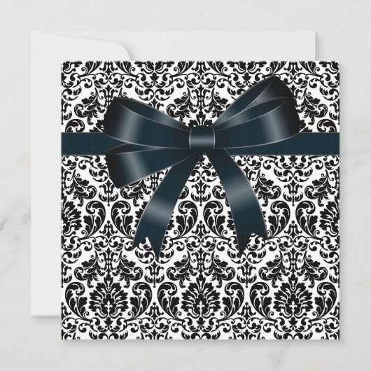 Black Damask Bow Black Stropdas Party Event Sjablo Kaart (Voorkant)