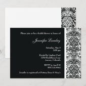 Black Damask Bridal Shower Kaart (Voorkant / Achterkant)