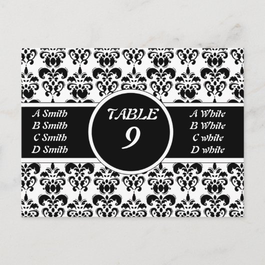 Black Damask Briefkaart (Voorkant)