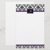 Black Damask briefpapier (Voorkant / Achterkant)