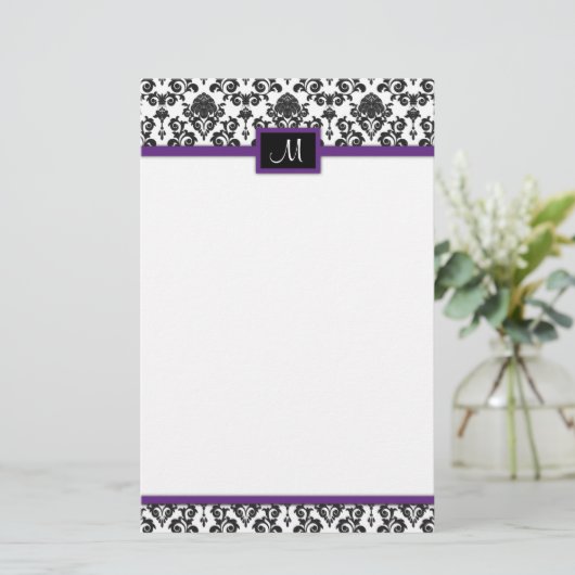 Black Damask briefpapier (Staand voorkant)