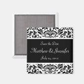 Black Damask Bruiloft Aankondiging Save the Date Magneet (Voorkant / Achterkant)