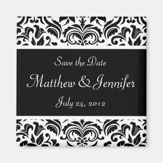 Black Damask Bruiloft Aankondiging Save the Date Magneet