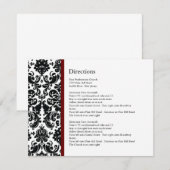 Black Damask Burgundy Accent Direction Card Informatiekaartje (Voorkant / Achterkant)