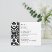Black Damask Burgundy Accent Direction Card Informatiekaartje (Staand voorkant)