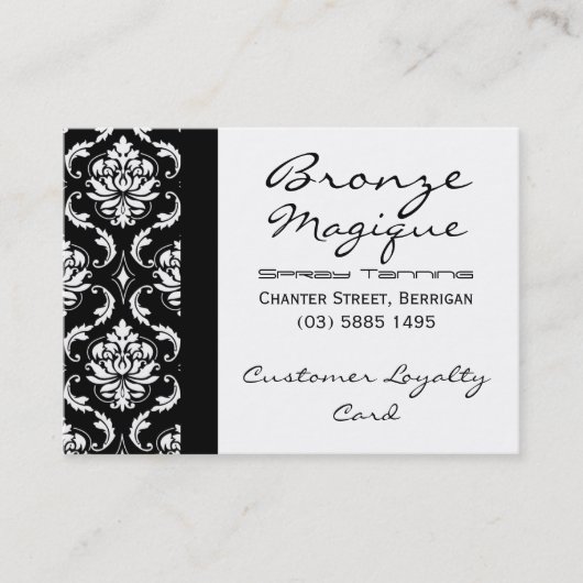Black Damask Business Customer Loyalty Kaarten (Voorkant)