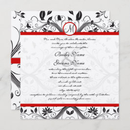 Black Damask Butterfly zwemt Red Trim Weddenschap Kaart