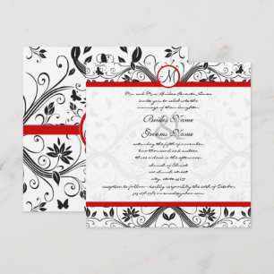 Black Damask Butterfly zwemt Red Trim Weddenschap Kaart