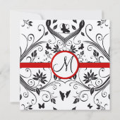 Black Damask Butterfly zwemt Red Trim Weddenschap Kaart (Achterkant)